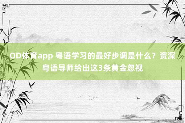 OD体育app 粤语学习的最好步调是什么？资深粤语导师给出这3条黄金忽视