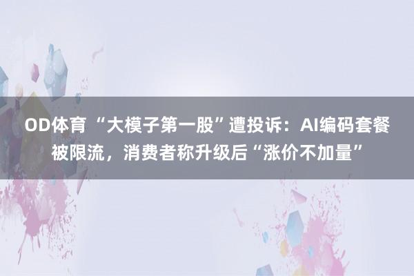 OD体育 “大模子第一股”遭投诉：AI编码套餐被限流，消费者称升级后“涨价不加量”