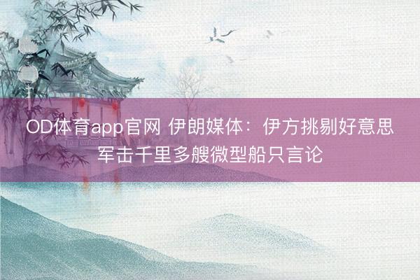 OD体育app官网 伊朗媒体：伊方挑剔好意思军击千里多艘微型船只言论